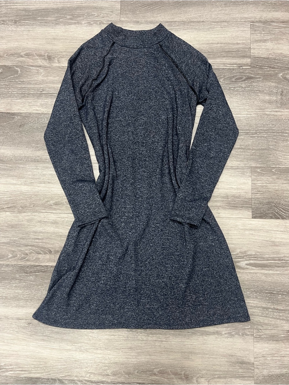 LC Waikiki Long Sleeve Heather Navy Knit Tunic Dress
